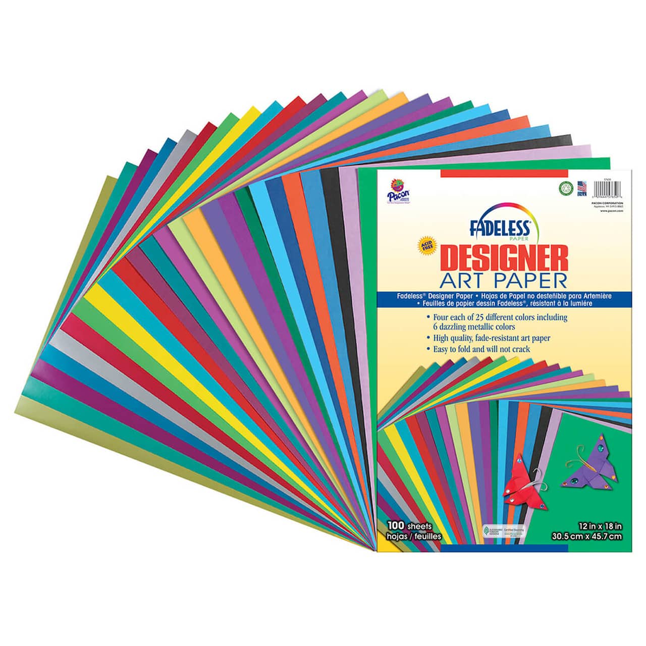 6 Packs: 100 ct. (600 total) Pacon® Fadeless® Multicolor 12" x 18" Designer Art Paper